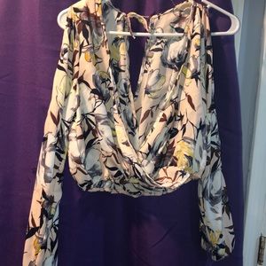 Cropped long sleeve cut out shirt